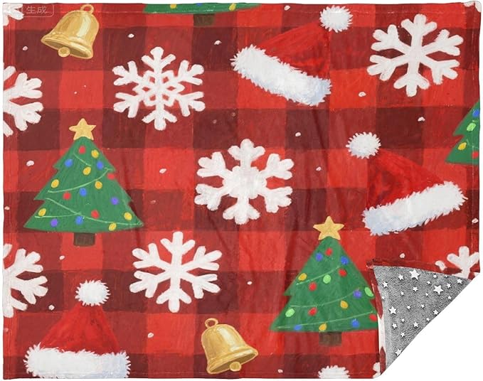 Soft Throw Blanket Merry Christmas White Snowflakes Blankets For Adults 50'' x 70''