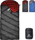 ShinHye 0 Degree Sleeping Bag for Adults - Cotton Flannel 4 Season Cold Weather Winter XXL Big and Tall Camping Sleeping Bag with Compression Sack