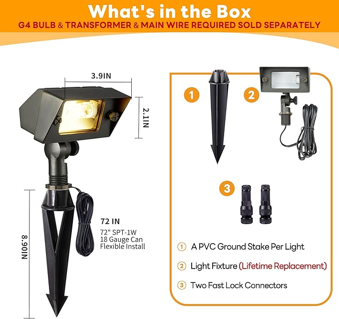 Gardenreet Solid Brass Flood Light - Landscape Low Voltage LED Wall Wash Light 12V Outdoor Hardwired IP65 Waterproof Bronze Angle Adjustable Lighting for Garden Tree Yard Wall Without G4 Bulb