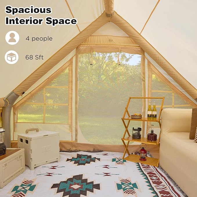 EROMMY 4/6/8/12 Person Inflatable Tent with Skylight 4 Season Blow Up Tents with Hand Pump for Outdoor Camping &amp Hiking Easy Set-up Windproof Sunproof Waterproof