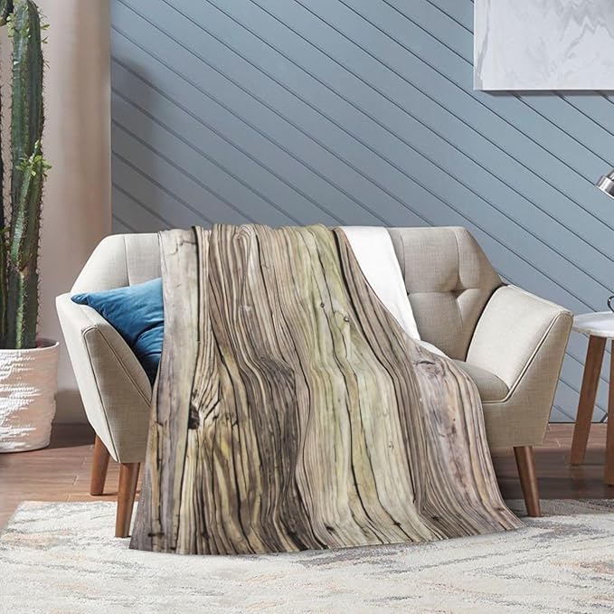 50X40 Weathered Wooden Boards with Rustic Patina Lightweight Flannel Blanket - Soft and Breathable Polyester Suitable for Travel Camping and Home Decoration