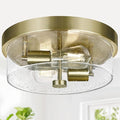 Flush Mount Ceiling Light Fixtures 2-Light Brass Ceiling Mount for Farmhouse with Seeded Glass Lampshade Industrial Hall Flush Mount Light Fixture for Hallway Kitchen Entryway Bedroom and Foyer