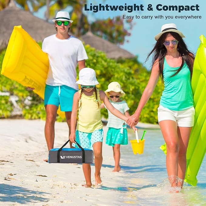 Venustas Beach Tent Sun Shelter for 3/4-5/6-7/8-10 Person UPF 50+ UV Protection Beach Canopy Lightweight and Easy Setup Cabana Portable Shade Tent