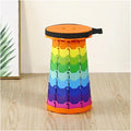 The Latest Portable Fun Casual Round Folding Chair Adjustable Plastic Fishing Stool Rainbow Telescopic Stooltool(Colorful Orange)