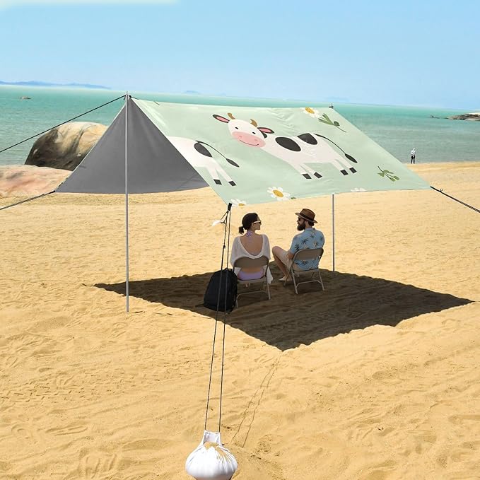 Farm Cows Camping Sun Shelter Beach Tent Portable Beach Sun Shade Outdoor Canopy for Camping Trips Fishing Picnic