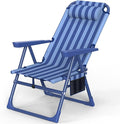 Slendor Backpack Beach Chair 6-Positions Beach Chairs for Adults with Cooler Bag Reclining Chair with Cup Holder Folding Camping Chair for Outside