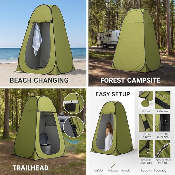 Camping Waterproof Tent - Portable Outdoor Tent for Single or Double use Lightweight Polyester Shelter for Hiking Picnic Beach Trekking Travel &amp Family Camping - Easy Setup