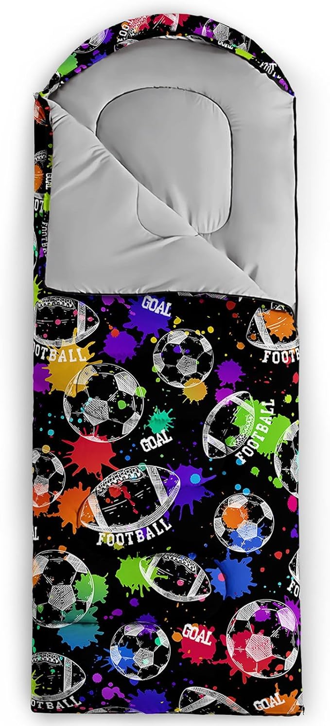 Kids Sleeping Bag for Boys GirlsCheckerboard Cat Print-Lightweight Warm Portable Outdoor Indoor-Waterproof Cold Weather Resistant Sleeping Bag for Camping Hiking