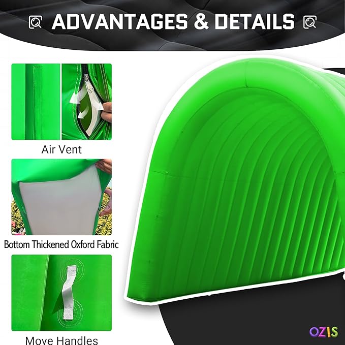 OZIS 16Ft Inflatable Tunnel Entrance Sports with Installed Blower Inflatable Football Tunnel Tent Entryway for Business Advertising Event Exhibition Promotion(Green16x10x10Ft)