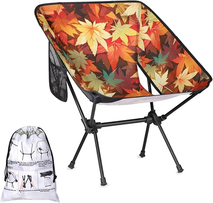 Honeybaby Folding Camping Chair Falling Maple Leaf Camping Chairs Lightweight Portable Chair Outdoor Foldable Chairs for Camping Travel Picnic Beach Hiking