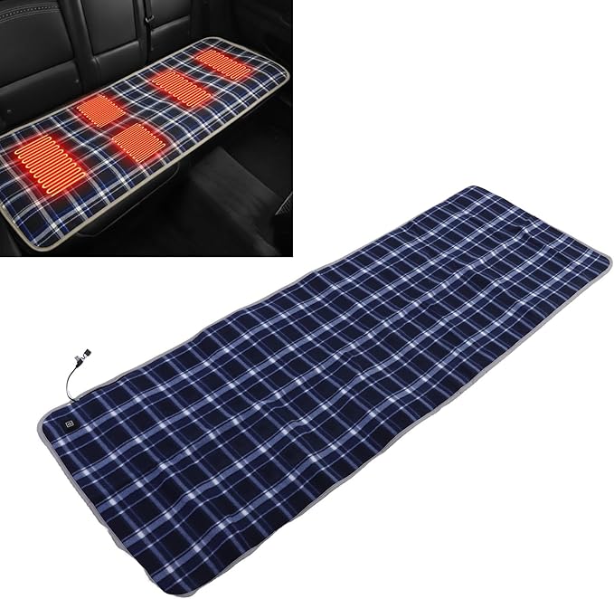 Diydeg USB Heated Sleeping Bag Liner 5 Heating Zones 3 Temperature Levels Heated Sleeping Pad with Compact Bag for Cold Weather Camping Hiking Backpacking