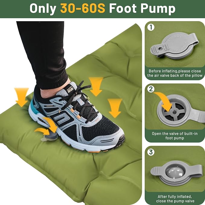 Sleeping Pad for Camping 6 Extra Thick Camping Sleeping Pad with Pillows &amp Built-in Foot Pump Ultralight Inflatable Sleeping Pads Compact for Travel Tent Hiking Camping Backpacking Car Camp Gea