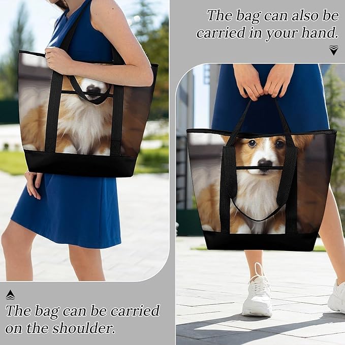 Insulated Shopping BagLarge Reusable Cooler Bags Cute Puppy Dog Printed Foldable Shopping BagTravel Waterproof Shoulder Bag