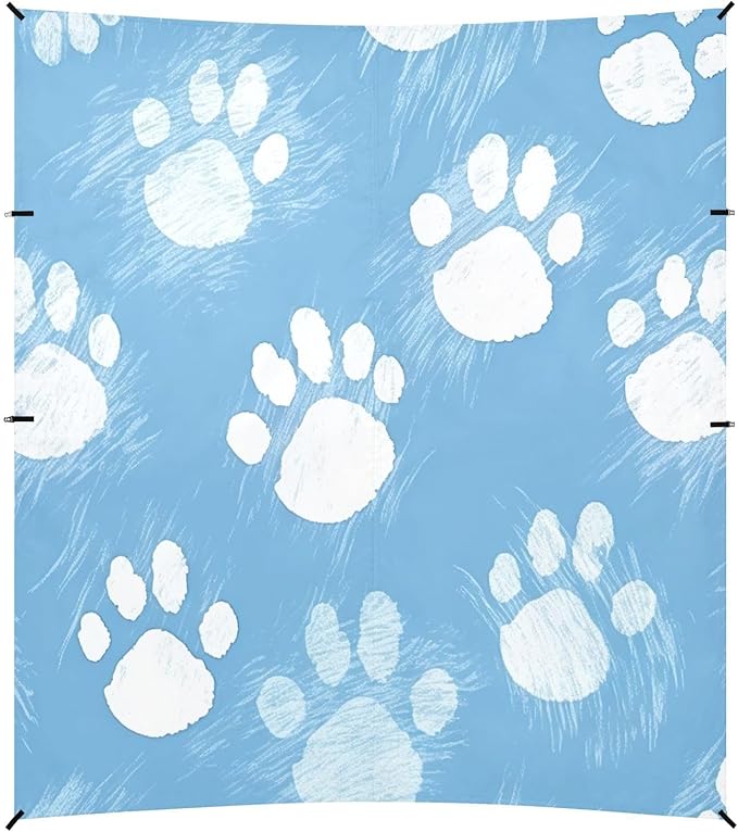 Blue Paw Print Beach Tent Sun Shelter 9.2' x 10.5' Beach Canopy with 4 Sandbags 4 Stability Poles Sand Shovels - Tent Canopy for Beach Camping Fishing Picnics