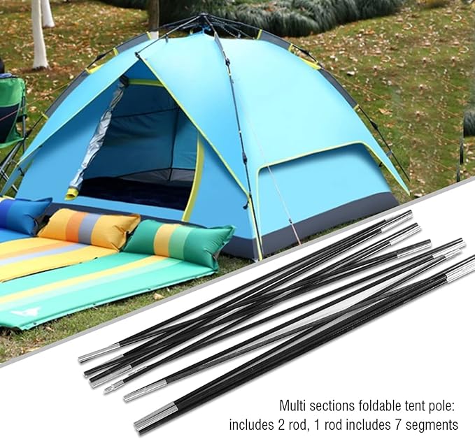 Tent Tarp Poles 3.96m Universal Fiberglass Replacement Tent Rods Adjustable Tent Poles Camping Awning Frame Kit Tent Poles Replacement for Outdoor Camping Support