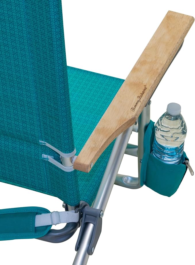 Tommy Bahama 5-Position Lay Flat Cup Holder and Towel Bar Beach Chair