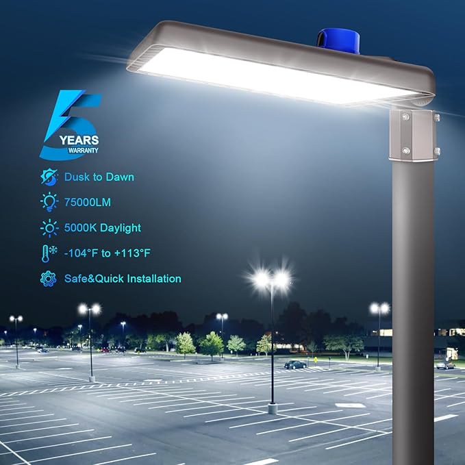 480W LED Parking Lot Light 72000LM Dusk to Dawn Outdoor LED Flood Stadium Light Commercial 100V-277V 5000K IP65 Waterproof Large Building Shoebox Pole Slip Mont Lighting for Yard Barn 2 Pack