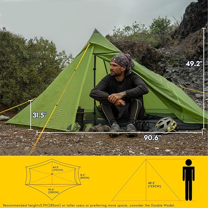 LANSHAN Ultralight Tent 3-Season Backpacking Tent for 1-Person or 2-Person Camping Trekking Kayaking Climbing Hiking