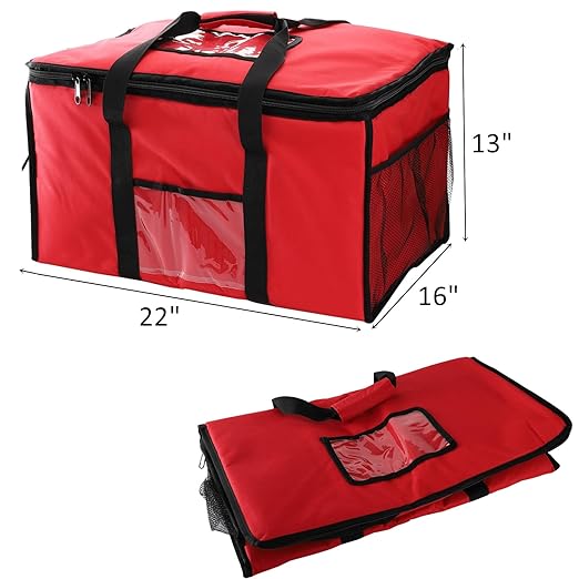ZOOFOX Insulated Food Delivery Bag XXXL Premium Commercial Catering Thermal Bag for Cold and Hot Food Transport 22 x 16 x13 Insulated Cooler Bag for Grocery Car Picnic Beach Camping