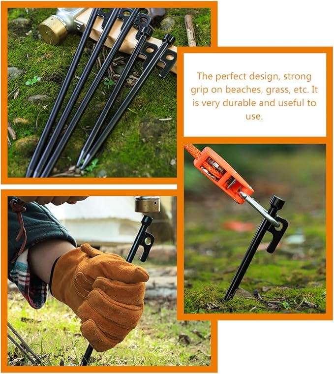 Artibetter 10pcs Outdoor Tent Pegs Heavy Duty Metal Stakes 25cm Thickened Ground Fixing Stakes Camping Tent Accessories for Hiking and Beach Use