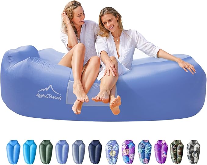 AlphaBeing Inflatable Lounger Beach Chair Accessories Air Sofa Hammock Inflatable Couch for Camping Backyard Lakeside with Compression Sacks Ideal Outdoor Gifts for Adults