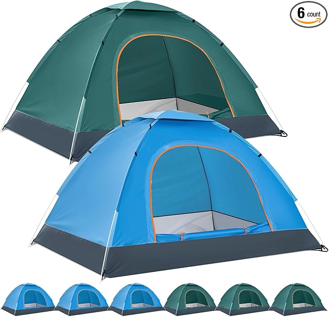 Woanger 6 Pack Bulk 2 Person Camping Tents for Homeless Lightweight Outdoor Tent with Rain Fly and Carrying Bag Waterproof Windproof Setup Pop Up for Homeless Camping Backpacking