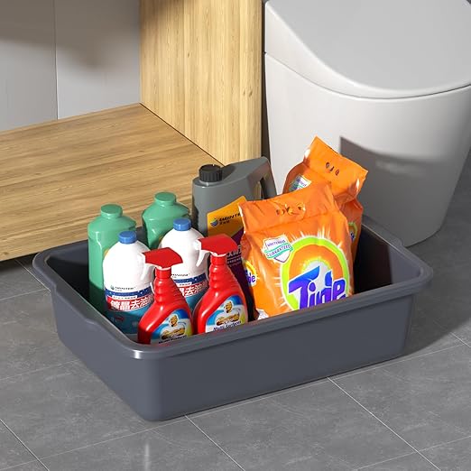 4-Pack 35 L Large Bus Bins Restaurant Commercial Dish Tub Gray