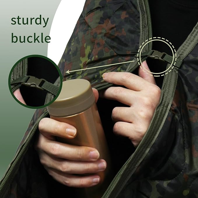 GRVCN Military Blanket - Camping Sleeping Bag with Zipper Poncho Liner Thermal Insulated Blanket Lightweight Portable Outdoor Hiking Survival Compression Carry Bag