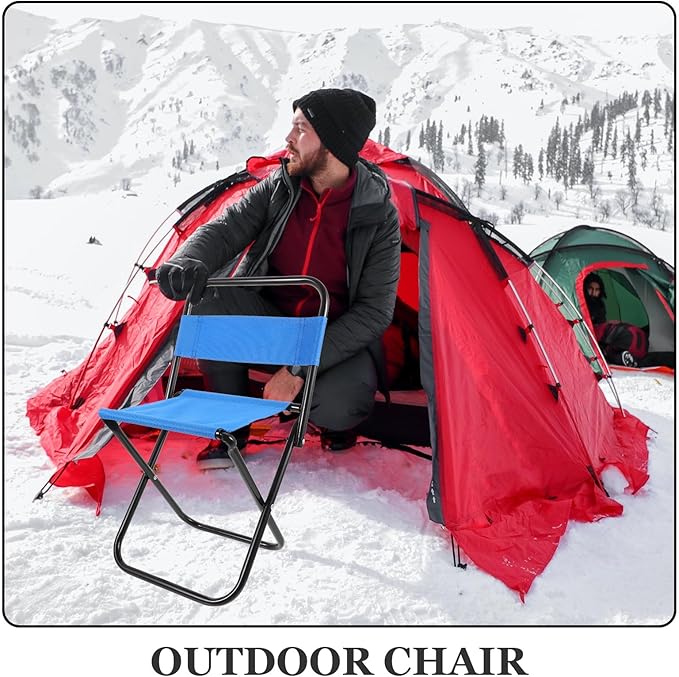 Portable Lightweight Folding Camping Chair with Backrest Small Heavy Duty Outdoor Lawn Chair for Adults Blue Foldable Stool for Beach Picnic Fishing and Travel