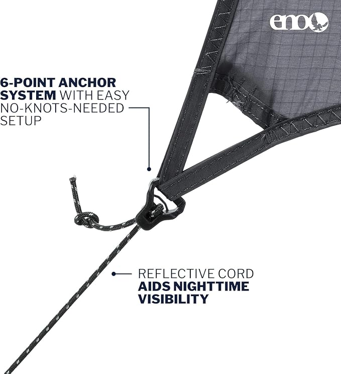 ENO Eagles Nest Outfitters ProFly Rain Tarp Ultralight Hammock Accessory Charcoal