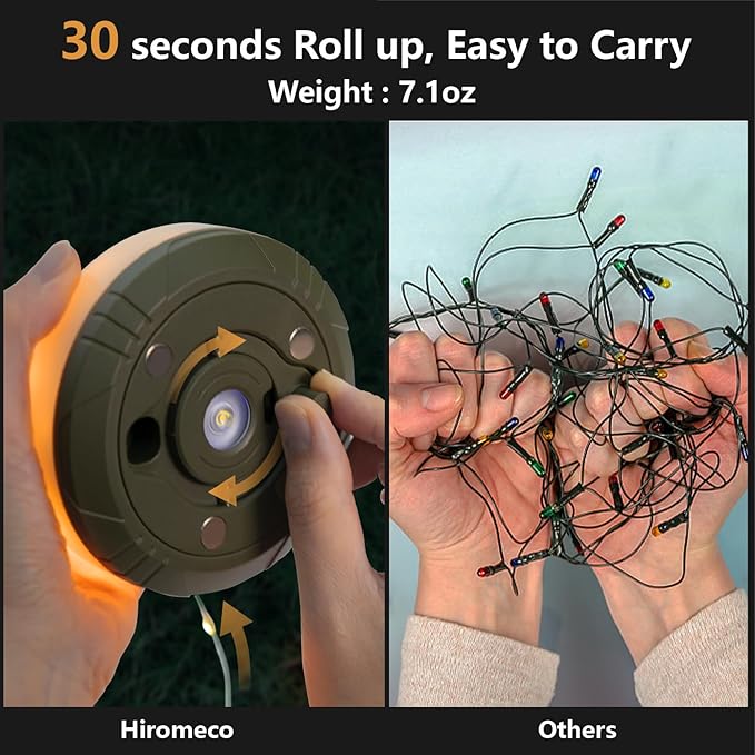 Camping Lights String Christmas: Outdoor String Light with 5 Lighting Modes - Quick 30s Recovery Durable and Waterproof - USB Charging - Portable Camping Lights for Yard/Hiking (32.8ft)