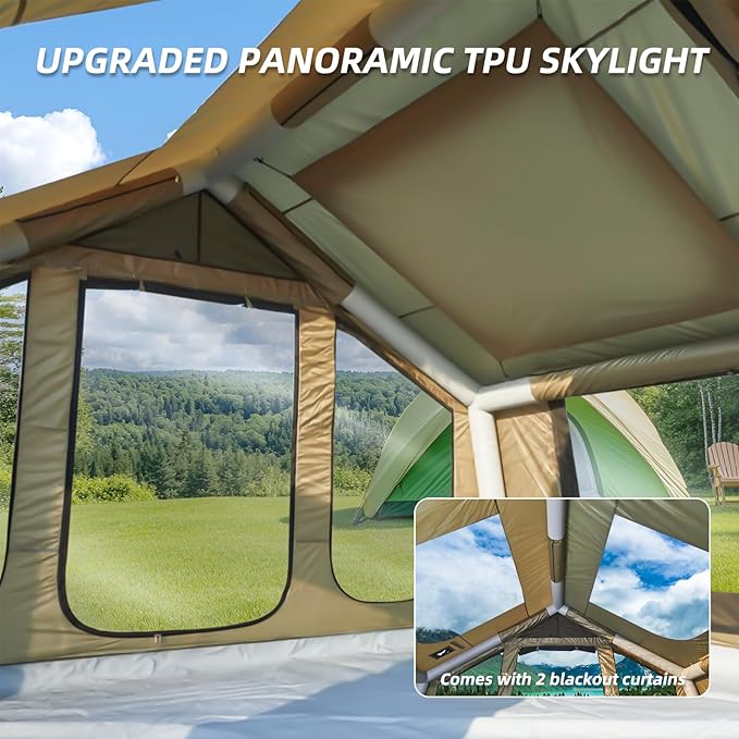 YOLENY 4-6 Person Glamping Tent with Clear Skylight Pump &amp Stove Jack 97 SFT Spacious Large Tents for Outdoor Camping 4 Season Water-Resistant