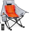 Suteck Heated Rocking Camping Chair - Oversized Heated Camping Chair W/20000mAh Power Bank &amp Carry Bag Fully Padded Heated Chairs for Outdoor Sports W/3 Heat Levels for Back &amp Seat Lawn Picn
