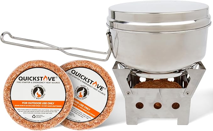 Portable Stove Kit with Camping Pot &amp 2 Fire Starters Lightweight Stainless Steel Wood Burning Stove for Emergency Preparedness Survival Supplies Camping Gear &amp Outdoor Cooking