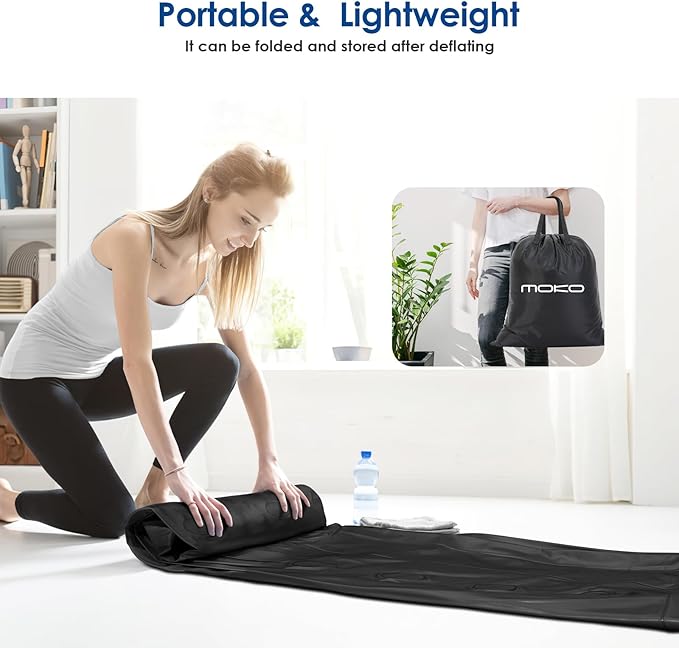 MoKo Air Mattress Queen with Built in Pump 18'' Luxury Inflatable Mattress 3 Min Fast Blow up Mattress Comfort Top - Velvety Air Bed for Home Camping Travel Guests Black/Gray
