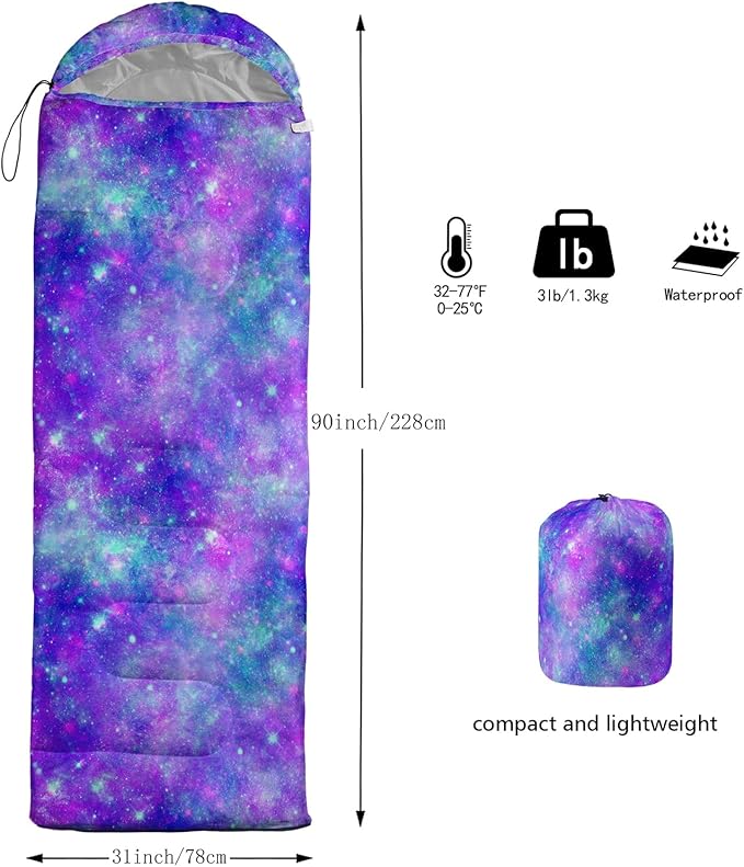 QOOMO Axolotl Cute Camping Sleeping Bags3 Season Warm &amp Cool WeatherLightweightWaterproof Sleeping Bags for Adults &amp KidsTravelingand Outdoors