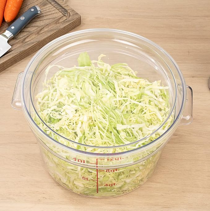 Restaurantware-LID ONLY: Met Lux Food Storage Container Lid 1 Round Marinating Container Lid - Containers Sold Separately With Date Indicator Clear Plastic Lid Dishwashable Freezable