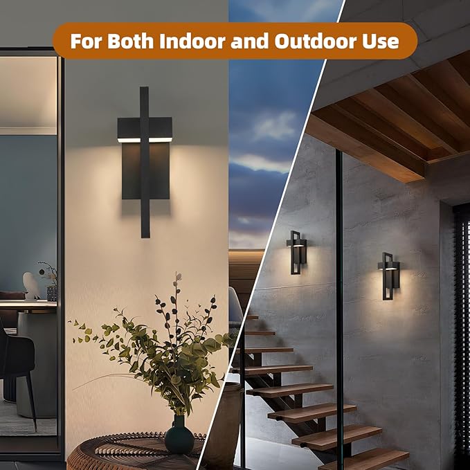 tewei 16.5'' Modern LED Outdoor Wall Sconce Integrated LED Outdoor Light Fixtures Wall Mount Exterior Lights Black Front Porch Outside Lighting for House Backyard Warm White 3000K 1 Pack