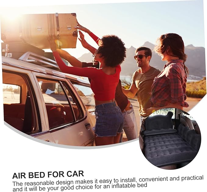 SUPVOX 1Set Comfortable Cartoon Theme Inflatable Air Mattress Bed for SUV Outdoor Sleeping Cushion Easy Inflate Deflate with Pump Practical Travel for Car Camping