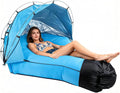 Portable Inflatable Sofa Tent Inflatable Lounger Air Couch with Sun-Shade Waterproof Inflatable Bed for Yard Outdoor Camping Hiking (Blue)