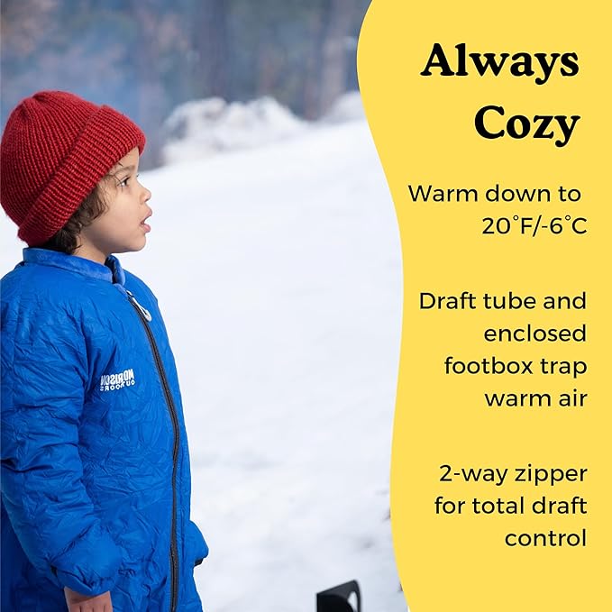 Mighty Mo 20° Down Kids Sleeping Bag (Ages 3-5). The Warmest Lightest Camping Sleeping Bag for Kids Ages 3-5.