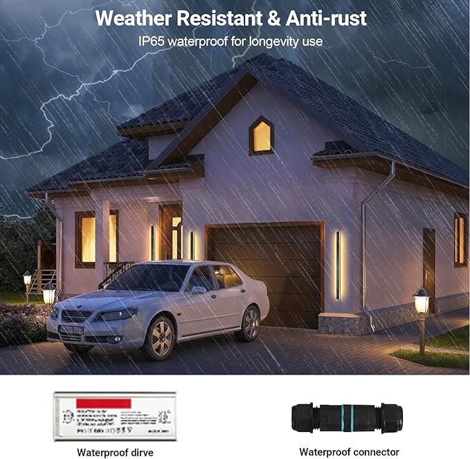 39 Inch Modern Outdoor Wall Lights 2700-6500K Dimmable Outdoor Wall Sconce with Remote Control IP65 Waterproof LED Long Exterior Linear Wall Light for House Garage(2 Pack)