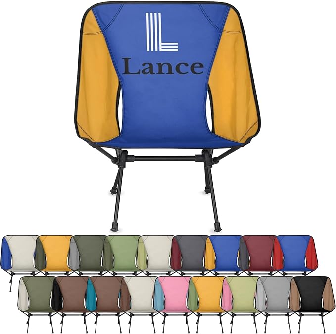 Custom Camping Chair with Name Customize Folding Outdoor Chairs Personalized Compact Backpacking Chair with Side Pockets for Patio RV Travel Festival