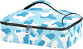 Casserole Carrier Blue and White Cow Print PatternInsulated Casserole Carrier for Hot or Cold Food Thermal Lunch Tote for Potluck Parties Picnic Beach Fits 9 x 13 Inches Baking Dish