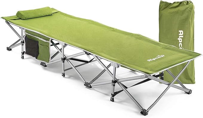 Alpcour Folding Camping Cot – Extra Strong Single Person Small-Collapsing Bed in a Bag w/Pillow for Indoor &amp Outdoor Use – Deluxe Comfortable Extra Heavy Duty Design Holds Adults &amp Kids Up to