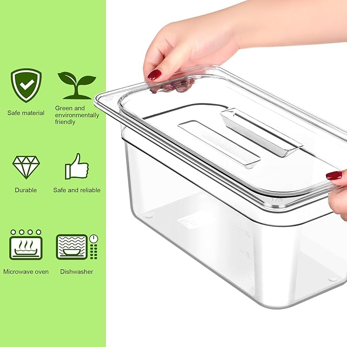 10 Pcs 1/3 Size Clear Food Pan Lids Polycarbonate Universal Handled Hotel Pan Cover Table Catering Plastic Food Pan Lid with Handle Restaurant Commercial Pan Covers for Food Fruits Vegetables