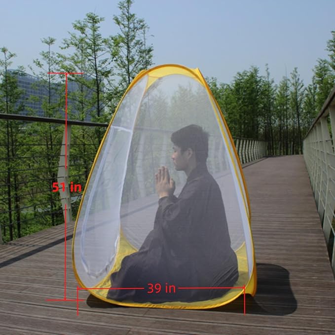Buddhist Meditation Tent with Mosquito Net Single Person Tent for Outdoor Camping Yoga Meditation Travel Balcony &amp Backyard Free Standing Mesh with Extended Legroom Bug Bivy