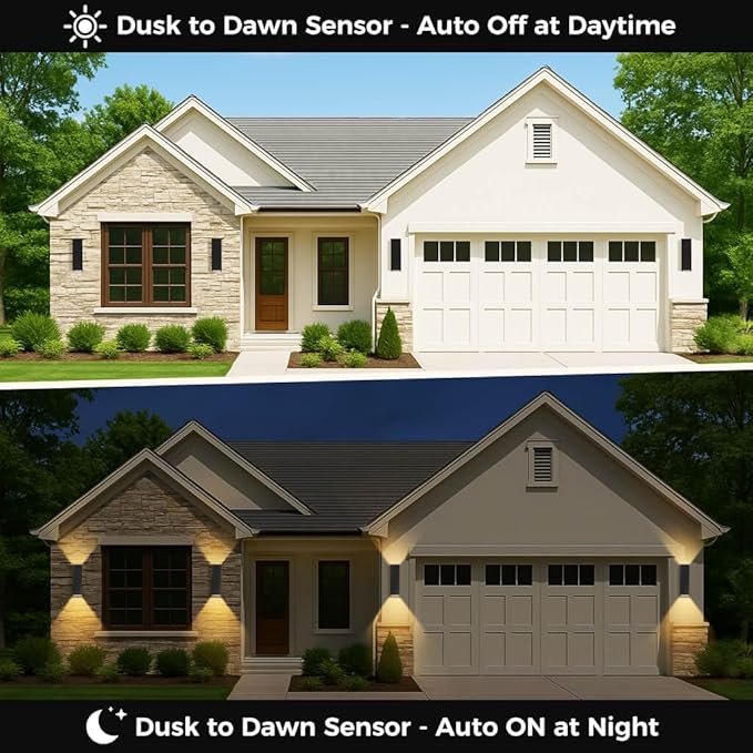 KIZON Smart Outdoor Wall Lights RGBCW Color Changing Modern Dusk to Dawn Outdoor Sconce Up and Down Lighting Exterior Light Fixture for House Porch Garage Compatible with Alexa ETL Listed