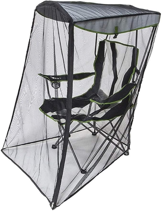 Camping Chair Mosquito Net Cover Black Mesh Insect Protection Screen 62.9x35.4x32.3 Inch with Dual Zipper Design for Outdoor Chairs with Sunshade (Grey (Mosquito net))