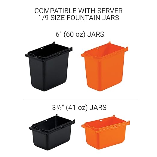 Server Products Dispenser Jar Lid Clear Plastic 1/9-Size Jar Hinged Lid for Condiment Dispenser Jars 87253 Compatible with Server 1/9 Size Fountain Jars